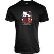 USC Trojans Unisex Black Hello Kitty Being Smart Tamarac Ringspun T-Shirt